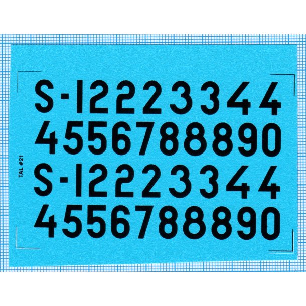 RDAF bogstaver og tal - sorte decals, 12 mm h�je