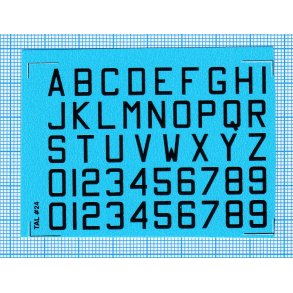 RDAF bogstaver og tal - sorte decals, 8 mm h�je