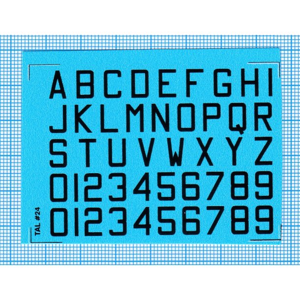 RDAF bogstaver og tal - sorte decals, 8 mm h�je