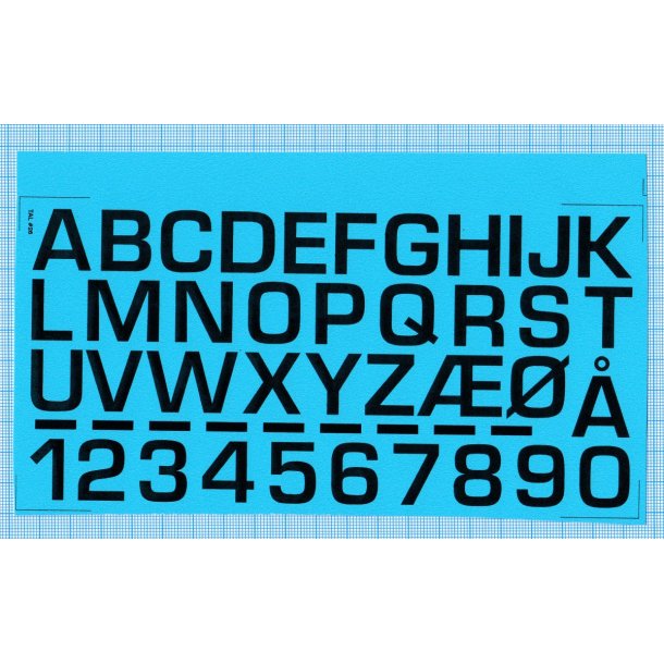 RDAF bogstaver og tal - sorte decals, 20 mm h�je