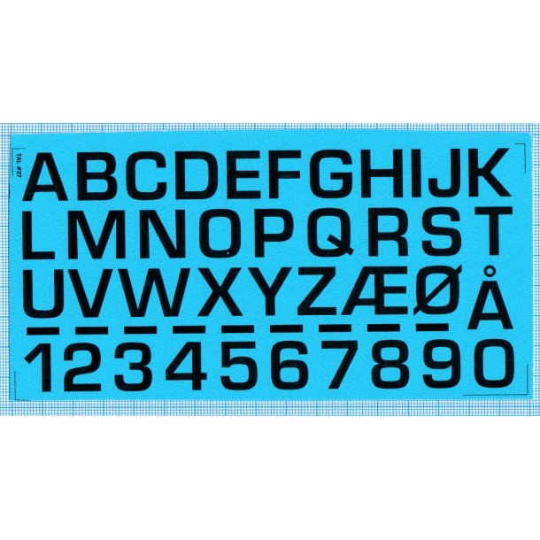 RDAF bogstaver og tal - sorte decals, 16 mm h�je