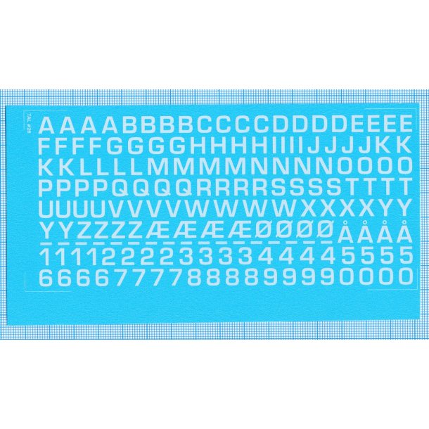 RDAF bogstaver og tal - hvide decals, 7 mm hje