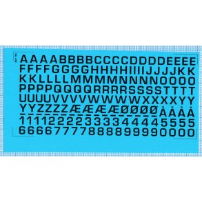 RDAF bogstaver og tal - sorte decals, 7 mm h�je
