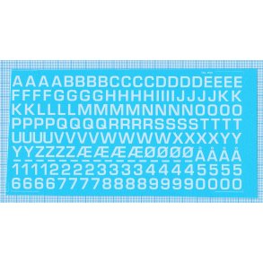 RDAF bogstaver og tal - hvide decals, 8 mm høje
