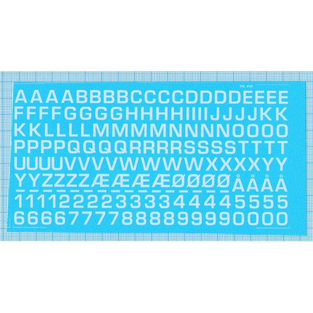 RDAF bogstaver og tal - hvide decals, 8 mm hje