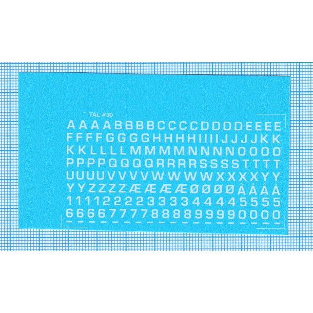 RDAF bogstaver og tal - hvide decals, 3 mm hje