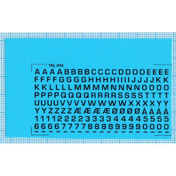 RDAF bogstaver og tal - sorte decals, 3 mm h�je