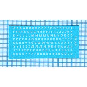 RDAF bogstaver og tal - hvide decals, 1,5 mm høje