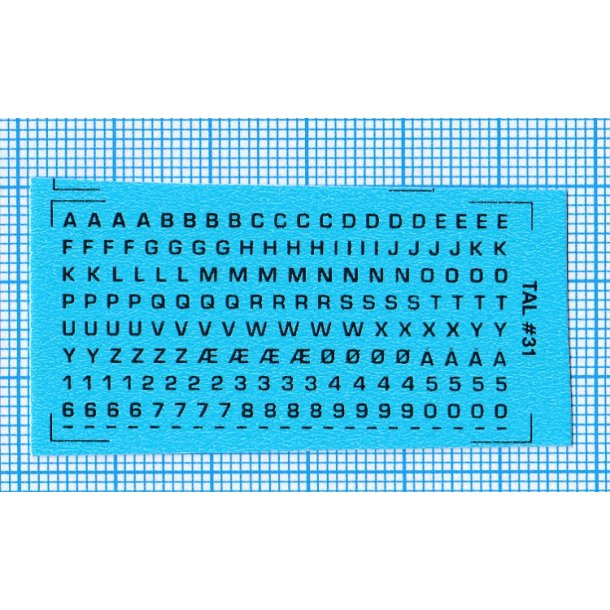 RDAF bogstaver og tal - sorte decals, 1,5 mm hje