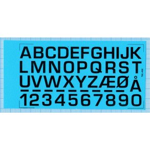 RDAF bogstaver og tal - sorte decals, 12 mm h�je