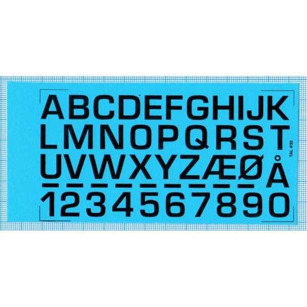 RDAF bogstaver og tal - sorte decals, 12 mm h�je