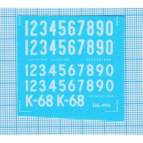 RDAF bogstaver og tal - hvide decals, 7 mm høje