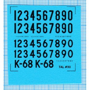 RDAF bogstaver og tal - sorte decals, 7 mm h�je