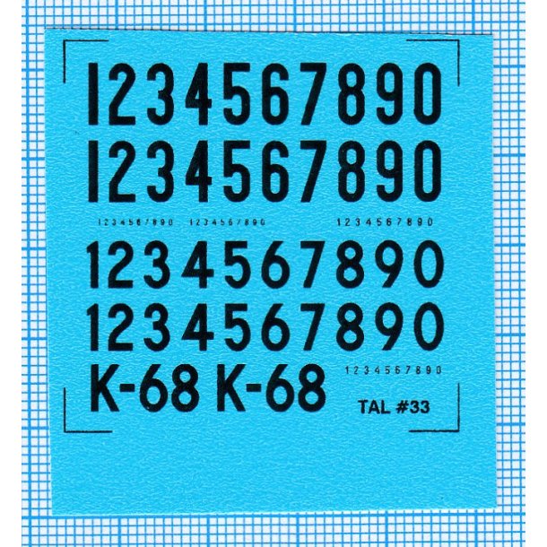 RDAF bogstaver og tal - sorte decals, 7 mm h�je