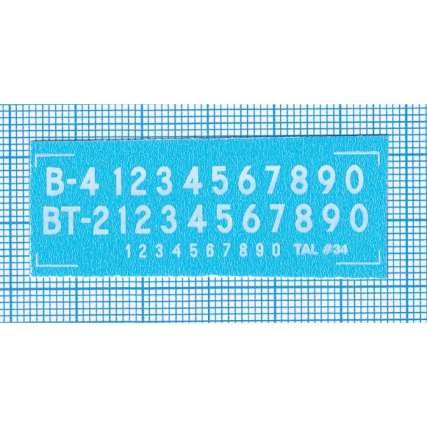 RDAF bogstaver og tal - hvide decals, 4 mm hje