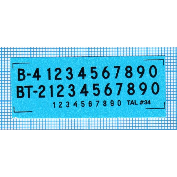 RDAF bogstaver og tal - sorte decals, 4 mm h�je