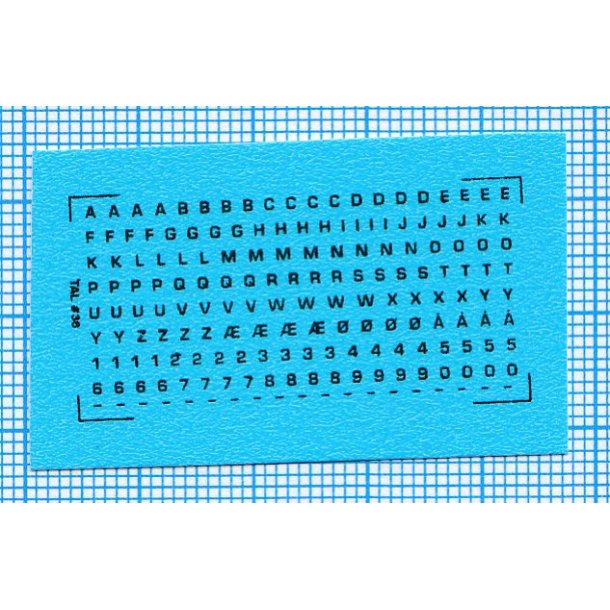 RDAF bogstaver og tal - sorte decals, 1 mm h�je