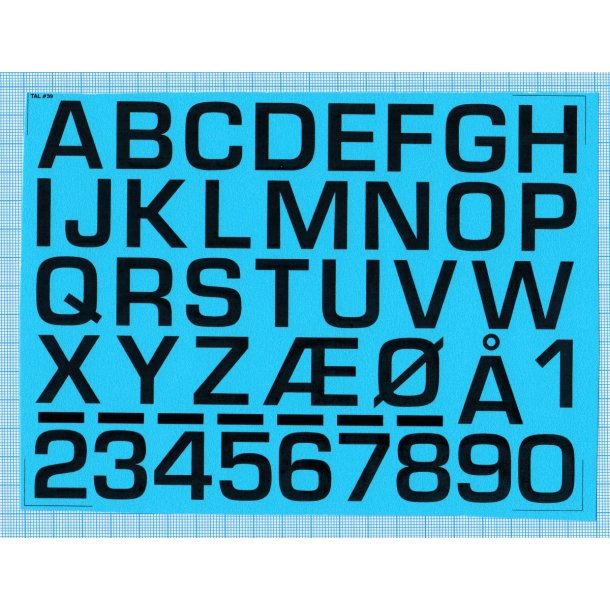RDAF bogstaver og tal - sorte decals, 24 mm h�je