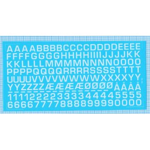 RDAF bogstaver og tal - hvide decals, 9 mm høje