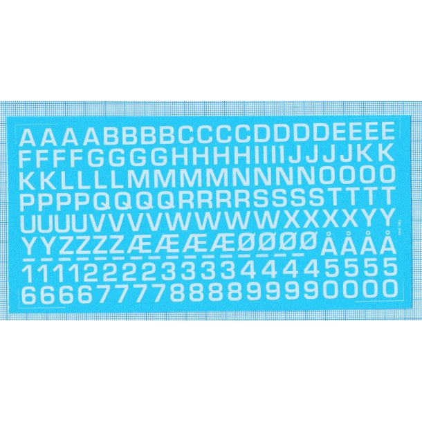 RDAF bogstaver og tal - hvide decals, 9 mm hje