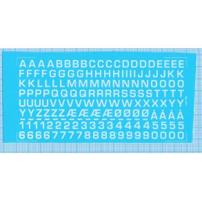 RDAF bogstaver og tal - hvide decals, 6 mm høje