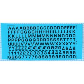 RDAF bogstaver og tal - sorte decals, 6 mm h�je