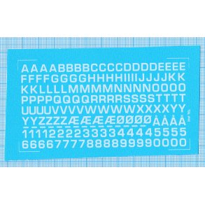RDAF bogstaver og tal - hvide decals, 5 mm høje