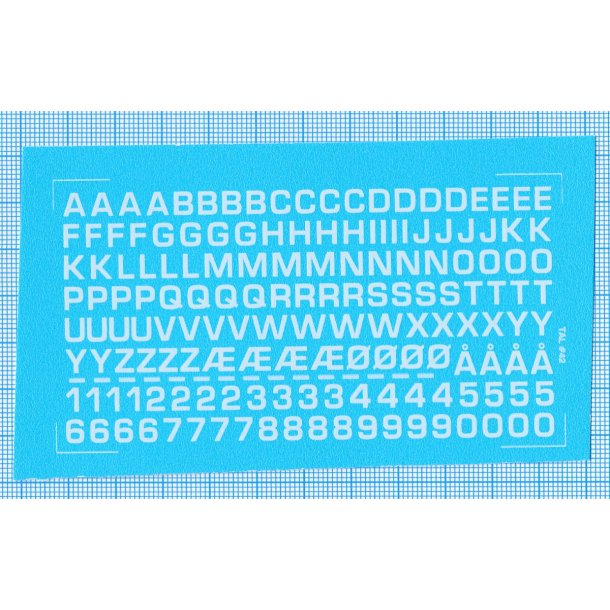 RDAF bogstaver og tal - hvide decals, 5 mm hje