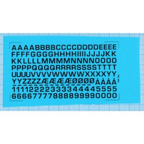 RDAF bogstaver og tal - sorte decals, 5 mm h�je