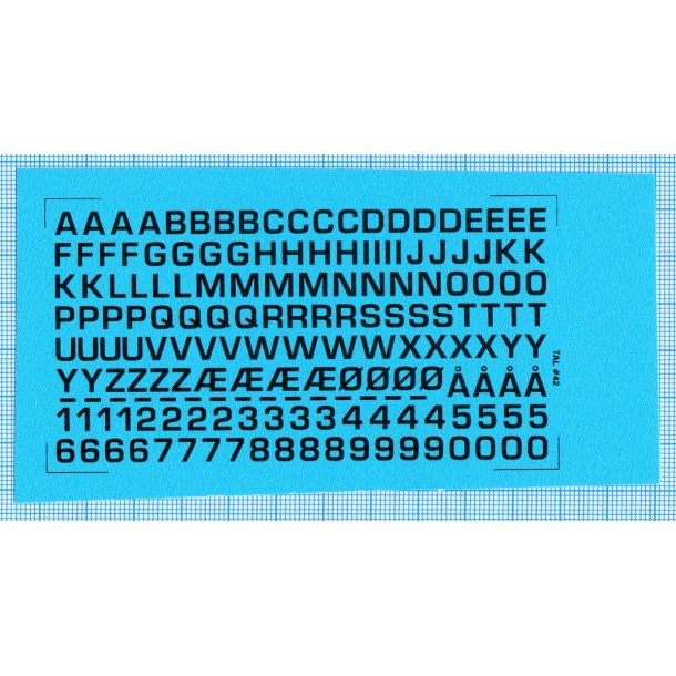 RDAF bogstaver og tal - sorte decals, 5 mm h�je