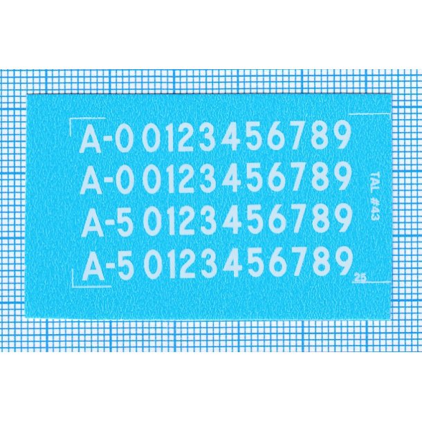 RDAF bogstaver og tal - hvide decals, 4,5 mm hje