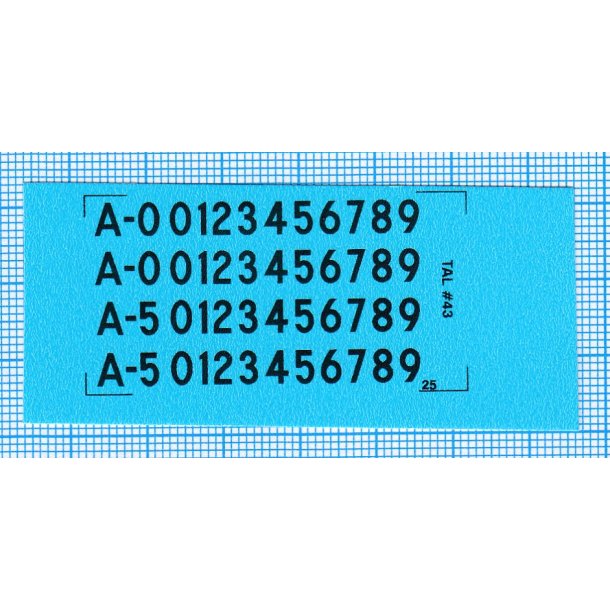 RDAF bogstaver og tal - sorte decals, 4,5 mm h�je