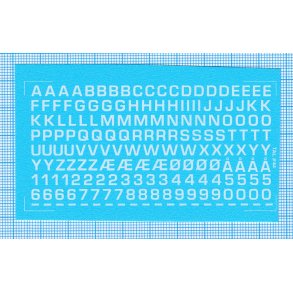RDAF bogstaver og tal - hvide decals, 4 mm høje