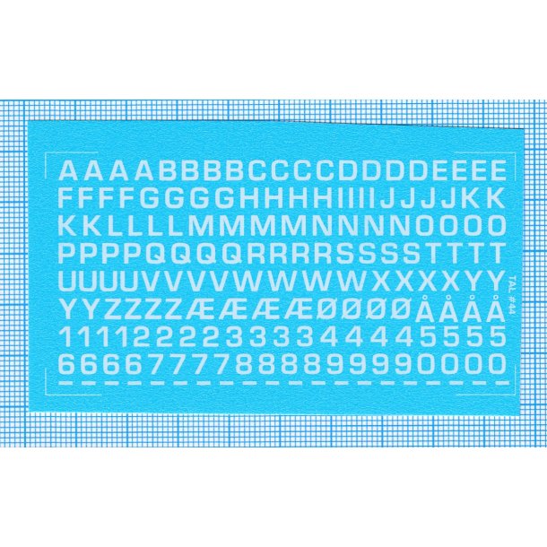 RDAF bogstaver og tal - hvide decals, 4 mm hje