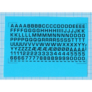 RDAF bogstaver og tal - sorte decals, 4 mm h�je