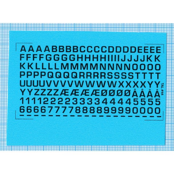 RDAF bogstaver og tal - sorte decals, 4 mm h�je