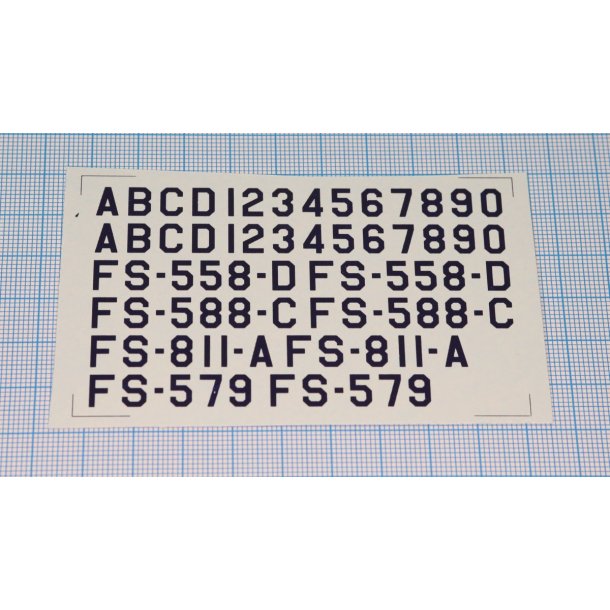 USAF bogstaver og tal, decals skala 1/72