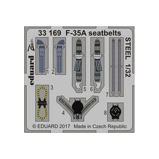 F-35A seatbelts STEEL 1/32 - til Italeri
