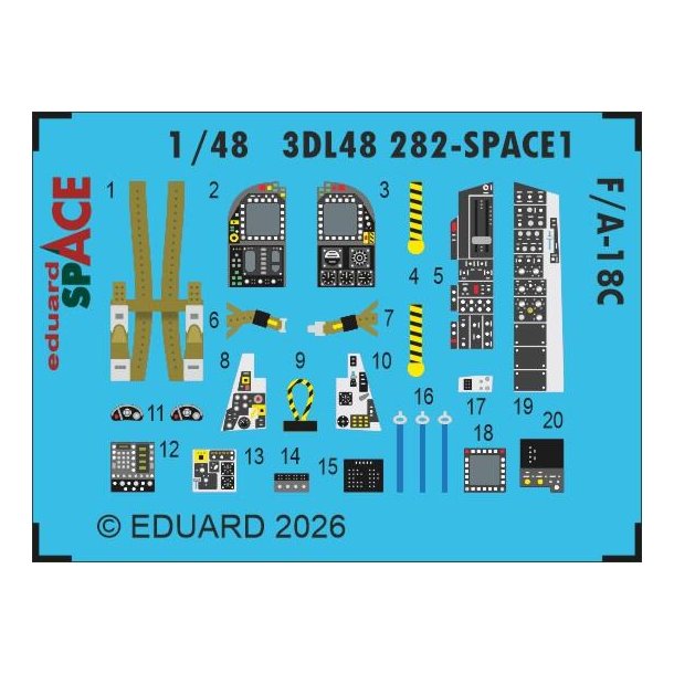 3D instrumenter til F/A-18C, skala 1/48