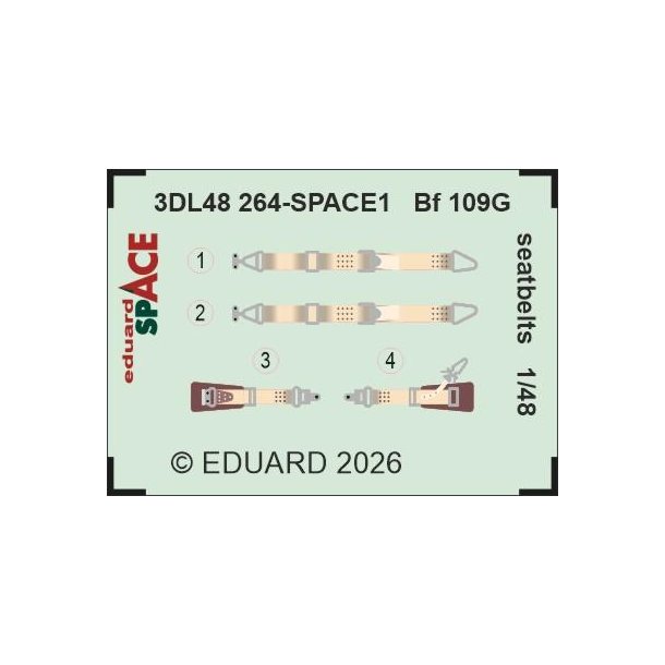 Bf 109G seatbelts SPACE, skala 1/48