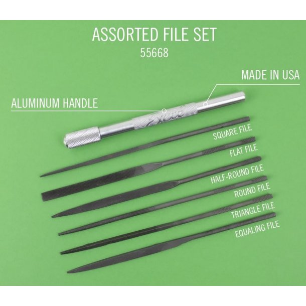 Seks forskellige file med hndtag