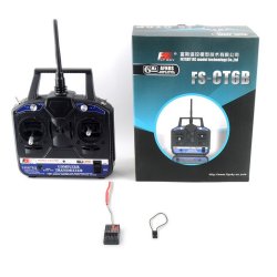FlySky FS-CT6B 6-kanals radiosender 2,4 GHz Mode 2 med FS-R6B modtager