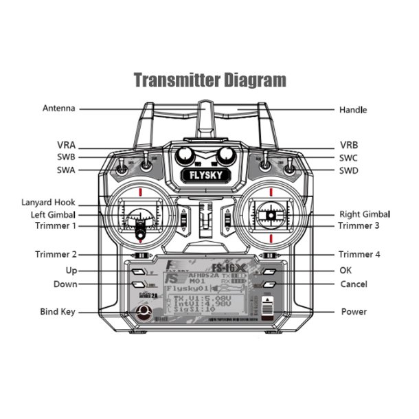 FlySky FS-i6X 2.4 GHz 6 kanals radiosender med 10 kanals modtager