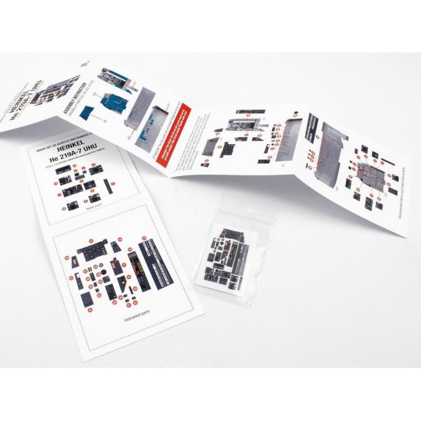 He 219A-7 UHU instrumentpanel til Tamiya