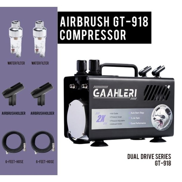 Gaahleri Airbrush Compressor Dual-Drive GT-918