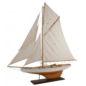Sejlskib med hvidt skrog, 900 x 140 x 910 mm