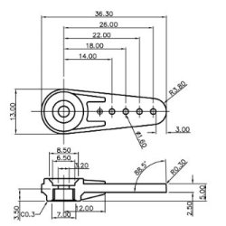 Graupner DES servo-arm kulfiber 36 mm, 4 stk.