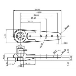 Graupner DES servo-arm kulfiber 51 mm, 4 stk.