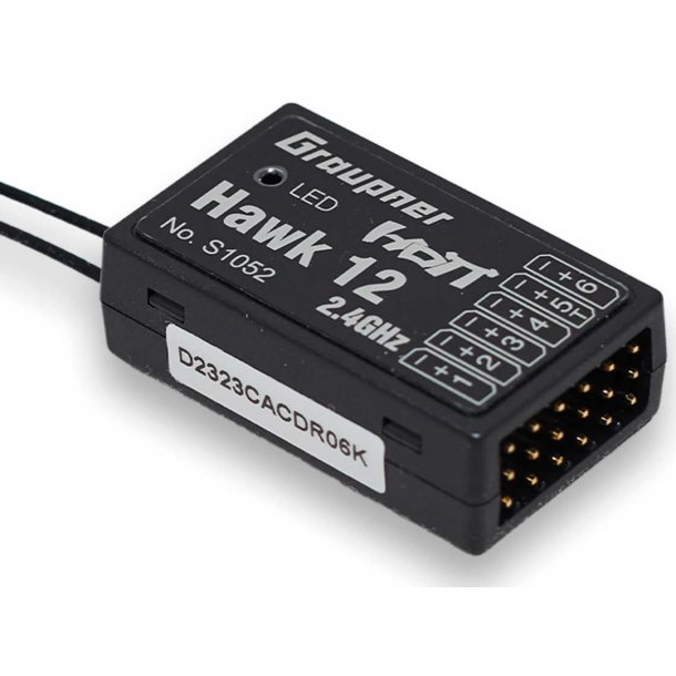 Graupner Hawk 12 HoTT 6-kanals modtager med 3-akse gyro og vario