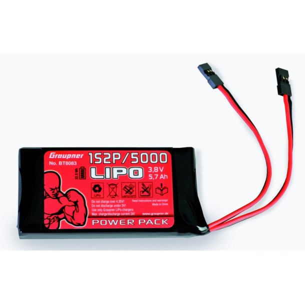 Senderbatteri, LiPo 1S2P/5000 3,8V 21Wh